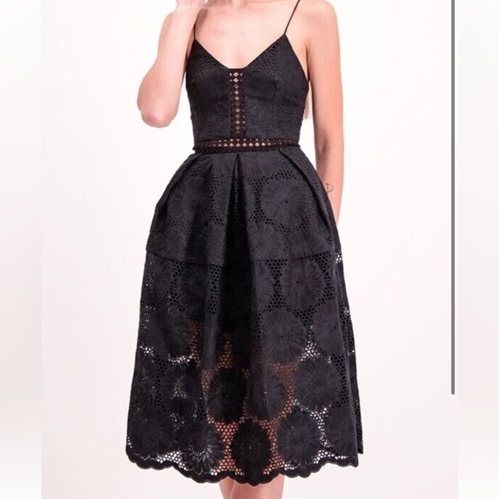 N/Nicolas Black Eyelet Cocktail Dress